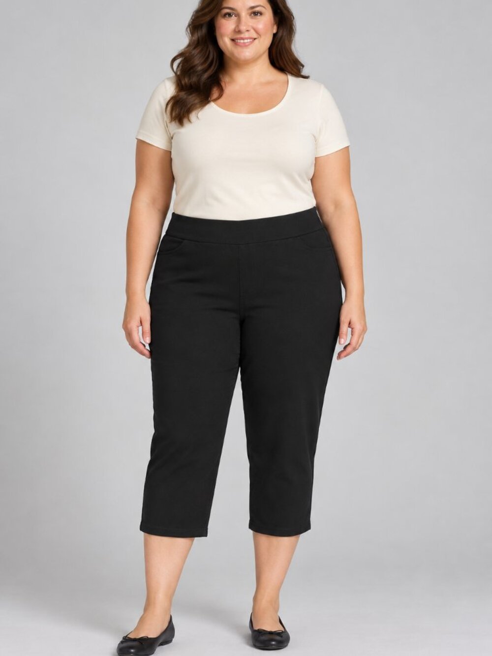 Croft & Barrow The Effortless Stretch Capri Pants Black 16W Minimalist